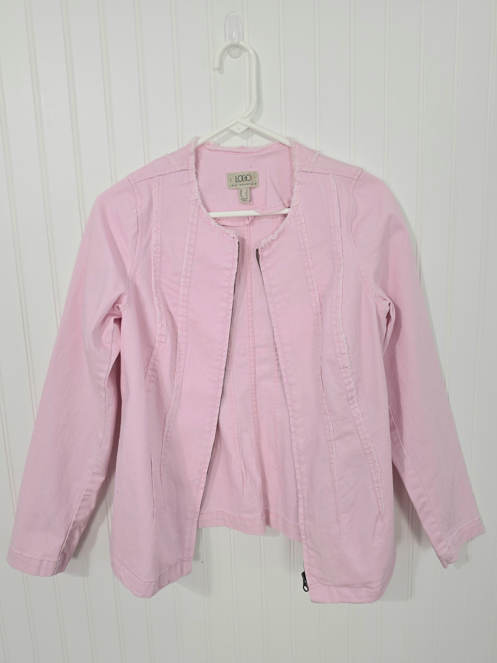LOGO by Lori Goldstein | Zip Up Denim Jacket Pink Size 4